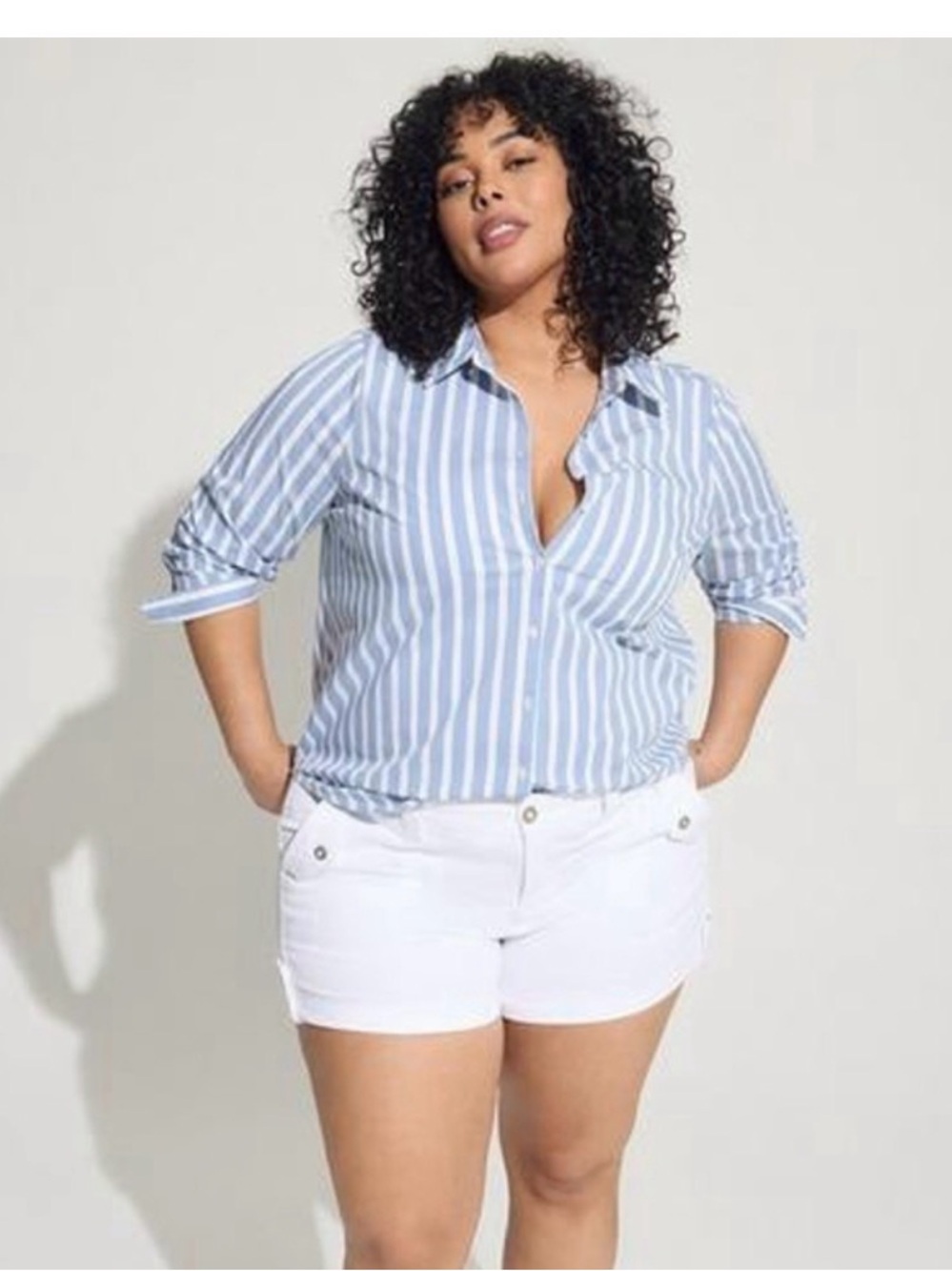 Torrid Madison Poplin Button-Up Long Sleeve Shirt Size 2X preppy minimalist